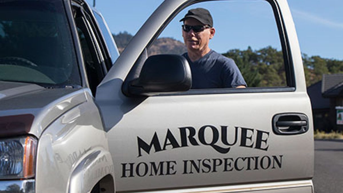 Home Inspector Steve Cauvel with his Marquee Home Inspections work truck